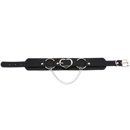 Unisex Choker Of PU Leather / Gothic Accessories Of Heart Shape Metal Chain