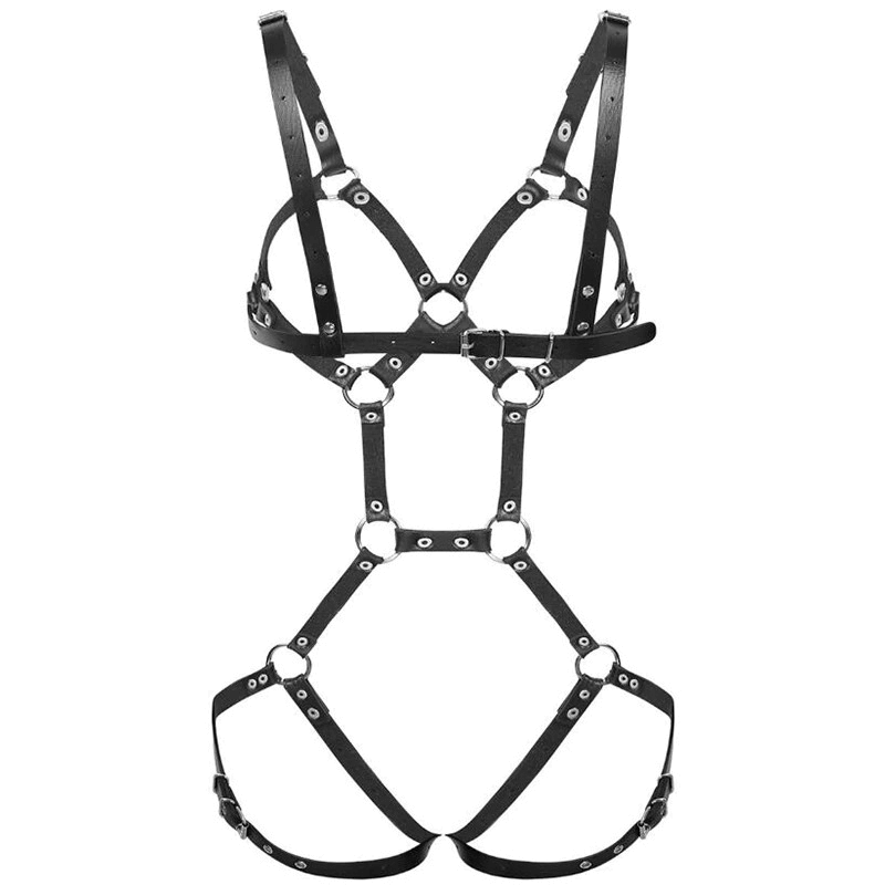 Women Leather Body Harness / Underwear Garter / Gothic Suspenders Bondage Bra Garter