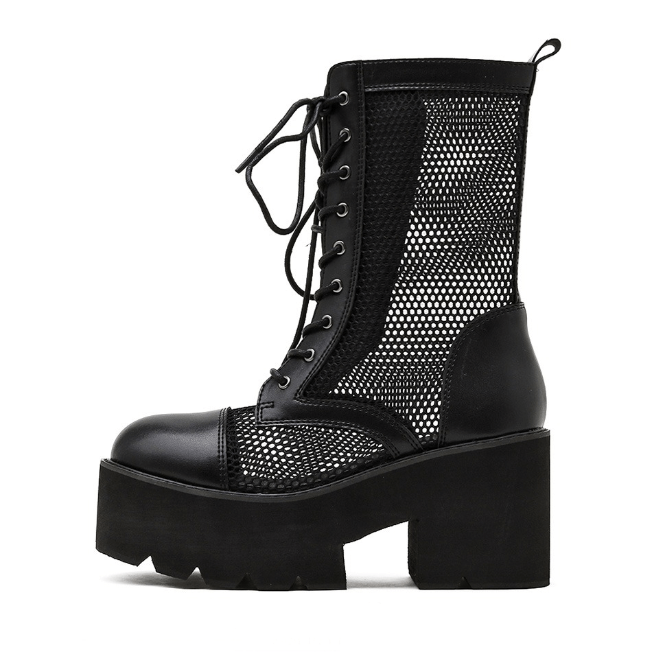 Women's Breathable Thick Sole Ankle Boots / Fashion Luxury Lace Up Platform Boots