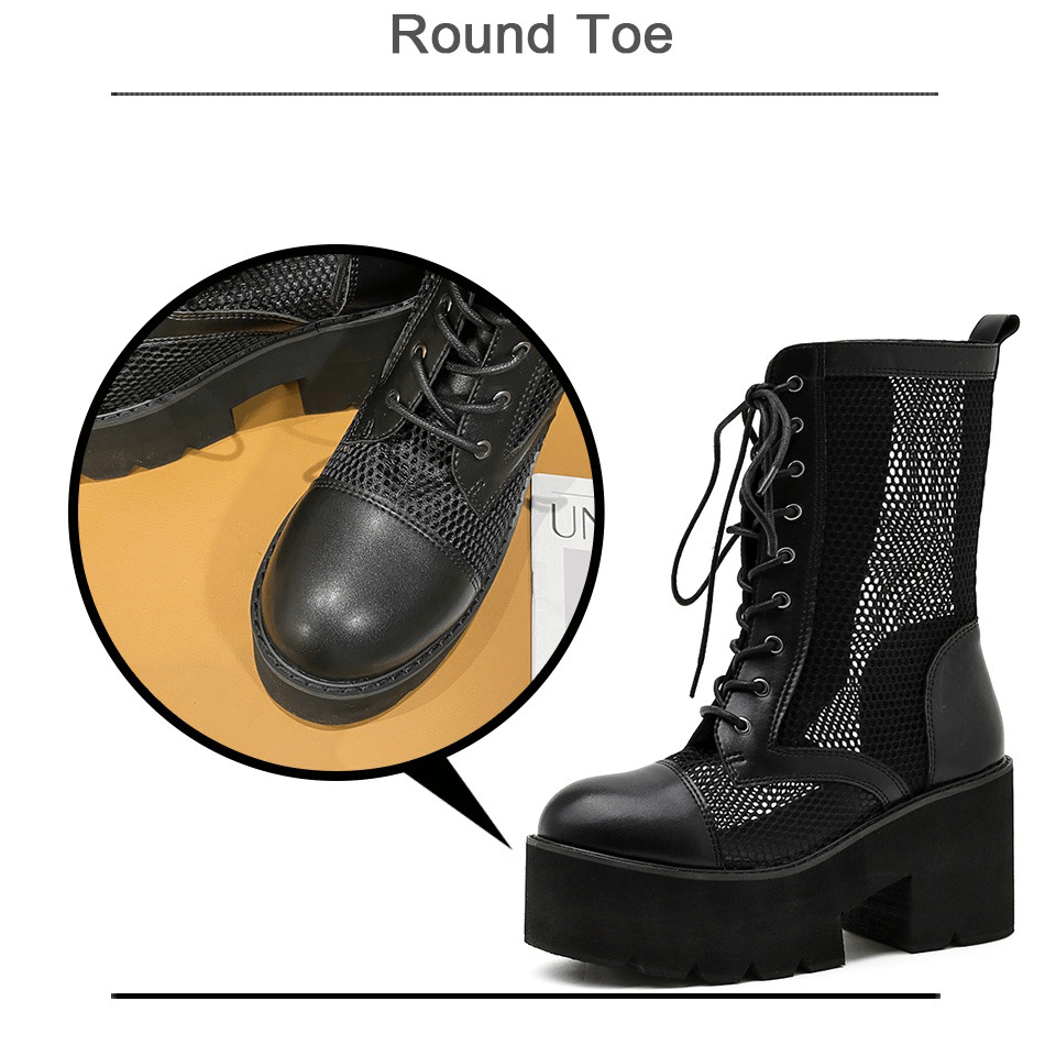 Women's Breathable Thick Sole Ankle Boots / Fashion Luxury Lace Up Platform Boots