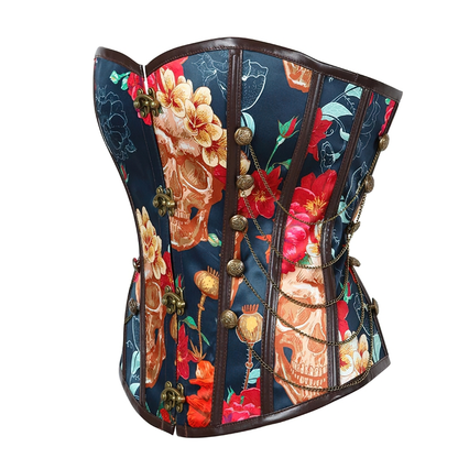 Women Vintage Sexy Corset With Floral Pattern / Waist Controlling Overbust