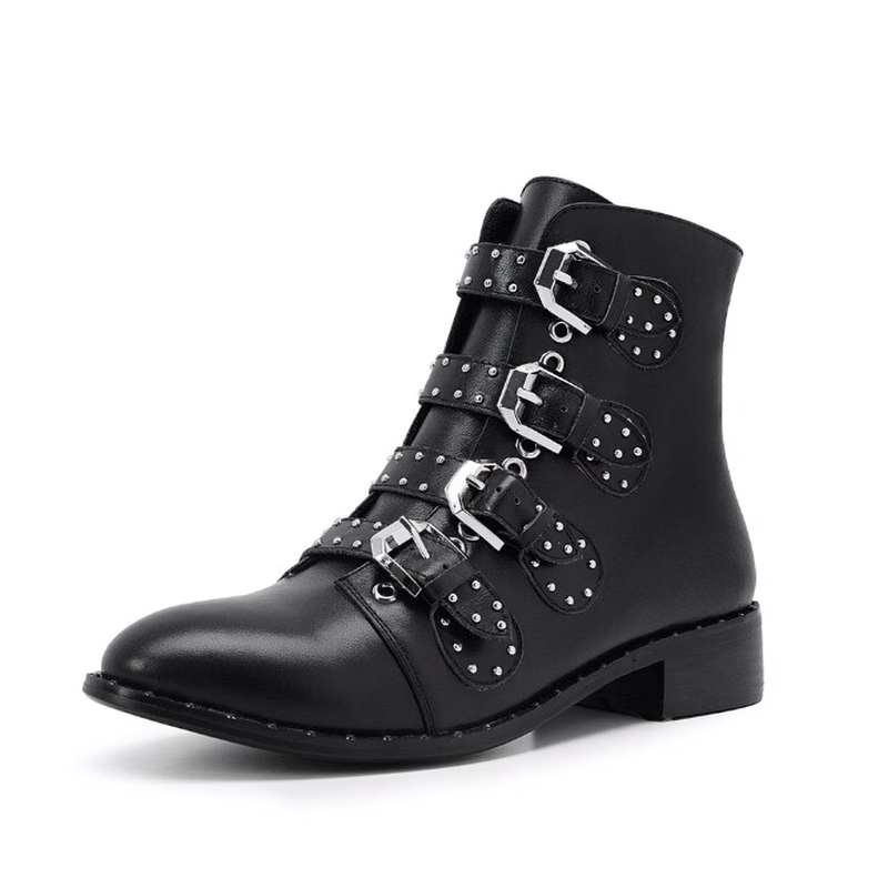 Women's Autumn / Winter Boots with Low Heel / Women's Ankle Boots with Metal Rivets Decoration