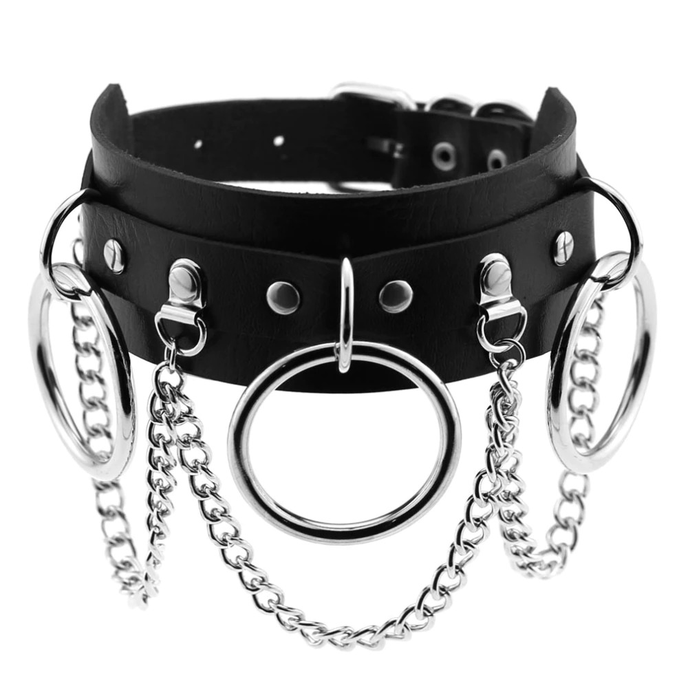 Women's Black Gothic Punk Choker Goth Chain Collar / Fashion Leather Accessories