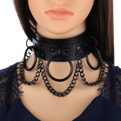 Women's Black Gothic Punk Choker Goth Chain Collar / Fashion Leather Accessories