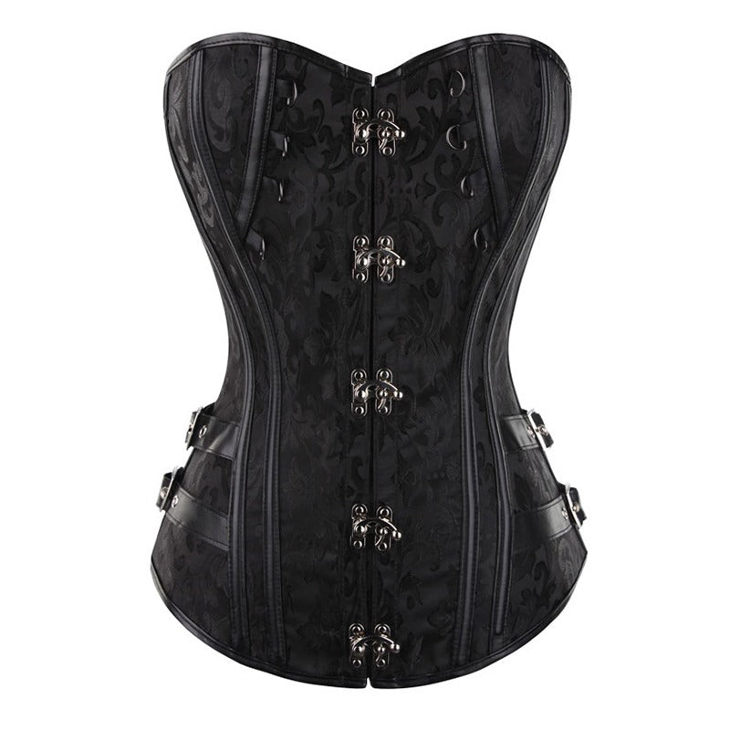 Women's Corset With Floral Pattern / Steampunk Style Waist Shapewear / Overbust Corset With G-String
