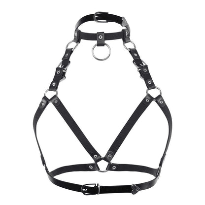Women's Faux Leather Adjustable Body Chest Harness / Ladies Hot Sexy Gothic Caged Bra Waist Belt