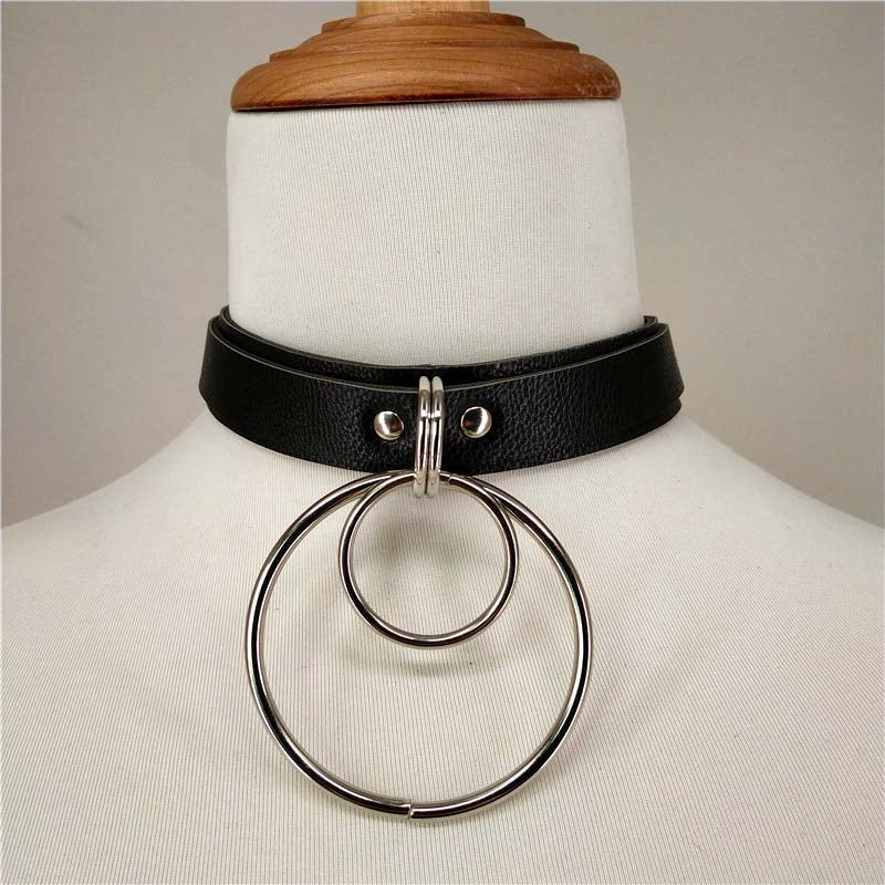 Women's Leather Harness / Collar Bondage Choker / Goth Sexy Necklace