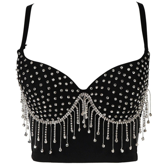 Women's Short Camisole Top with Crystal / Fashion Rhinestone Crop Top