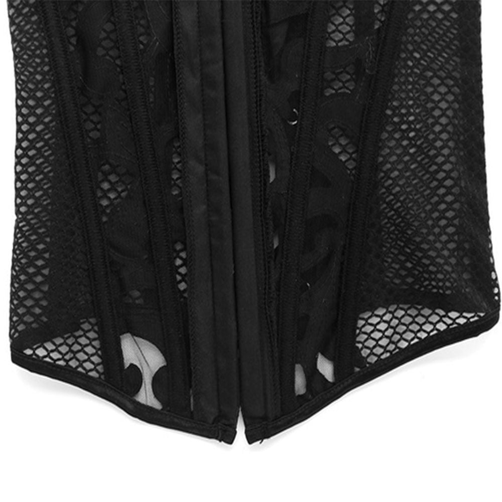 Women's Steampunk Black Mesh Waist Trainer Corset in Gothic Style