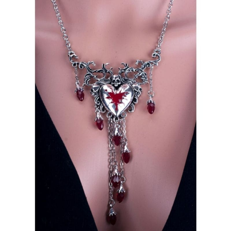Y2K Skeleton Red Heart Necklace 