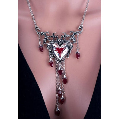 Y2K Skeleton Red Heart Necklace 